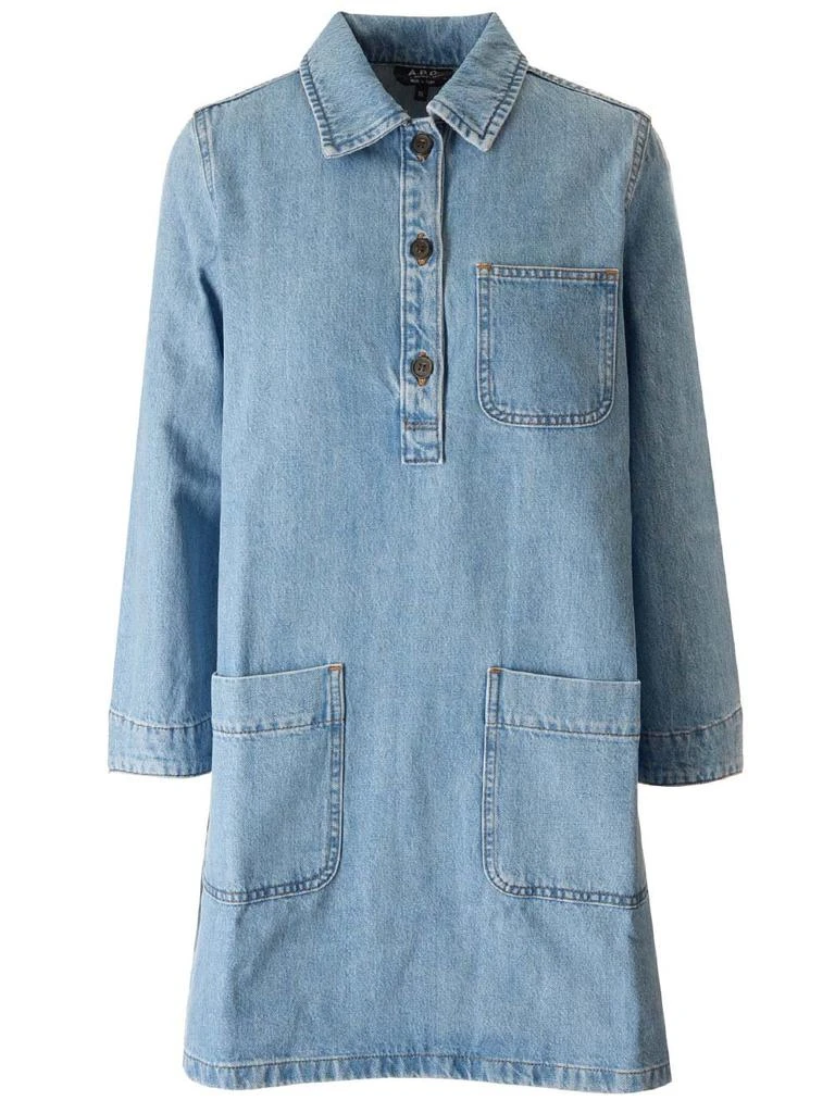 商品A.P.C.|A.P.C. Logo Sleeved Midi Denim Dress,价格¥1629-¥1790,第1张图片