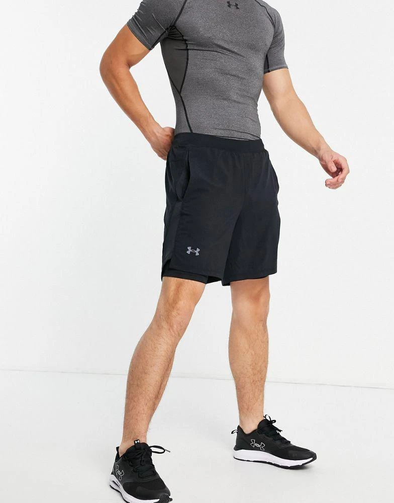 商品Under Armour|Under Armour Run Launch  7'' 2 in 1 shorts in black,价格¥402,第4张图片详细描述