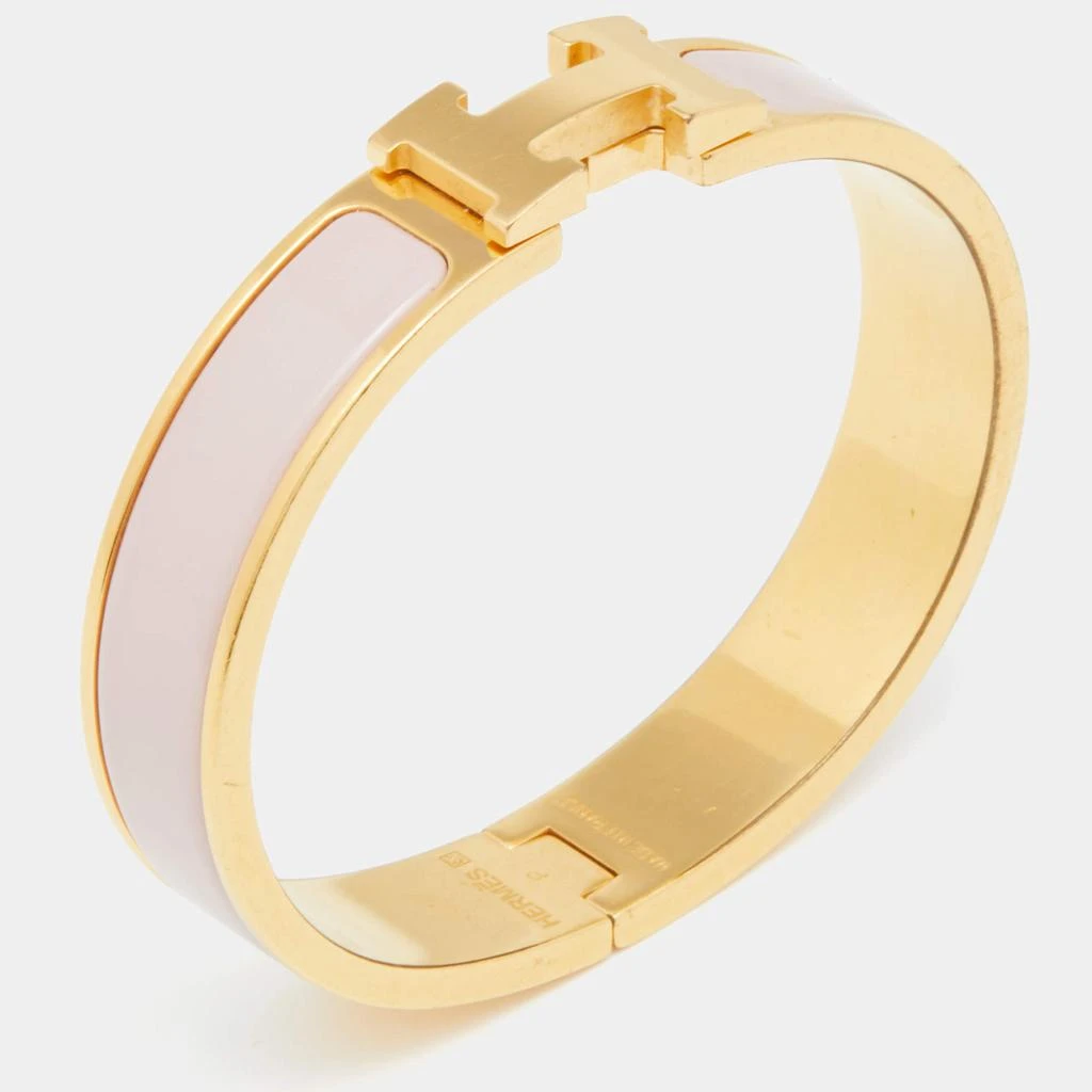 商品[二手商品] Hermes|Hermes Clic H Nude Pink Enamel Gold Plated Narrow Bracelet PM,价格¥3866,第2张图片详细描述