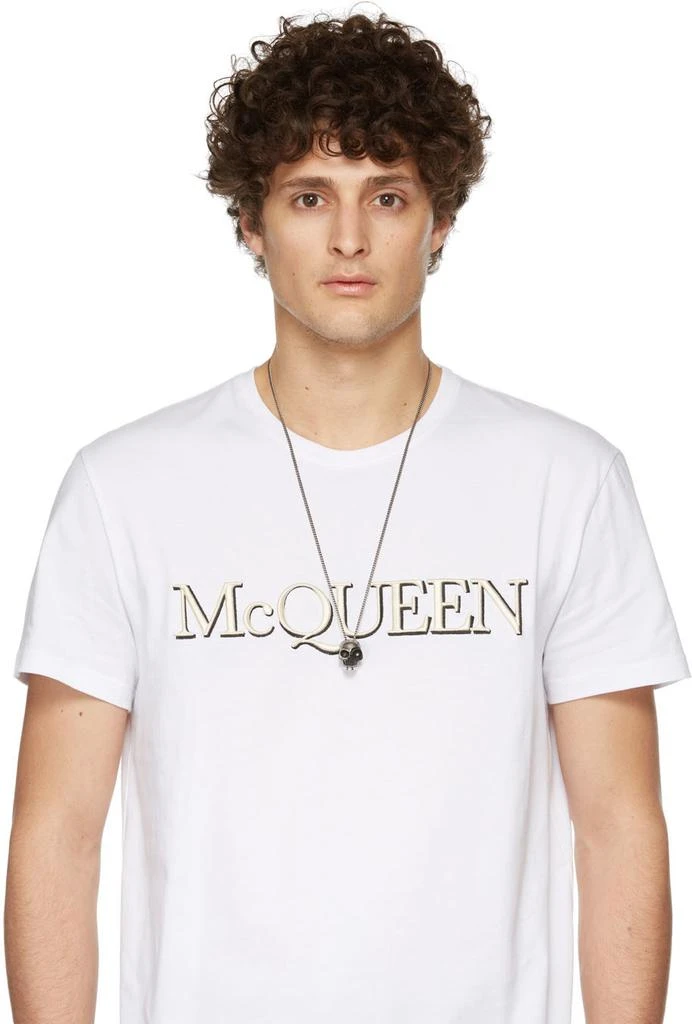 商品Alexander McQueen|Silver & Black Divided Skull Pendant Necklace,价格¥1793,第3张图片详细描述