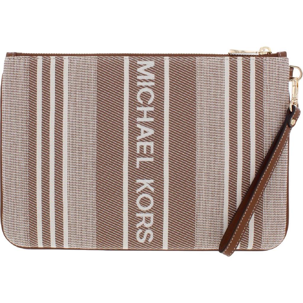 MICHAEL Michael Kors Womens Jet Set Woven Faux Leather Trim Clutch Handbag商品第2张图片规格展示