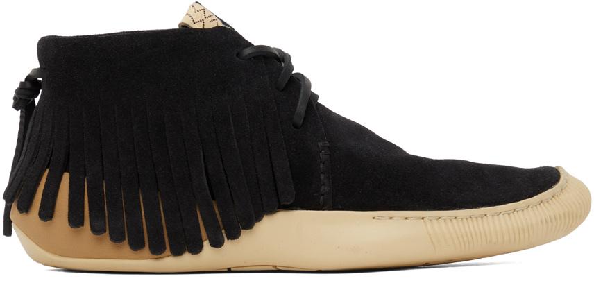 Black Suede Fringed Boat Shoes商品第1张图片规格展示