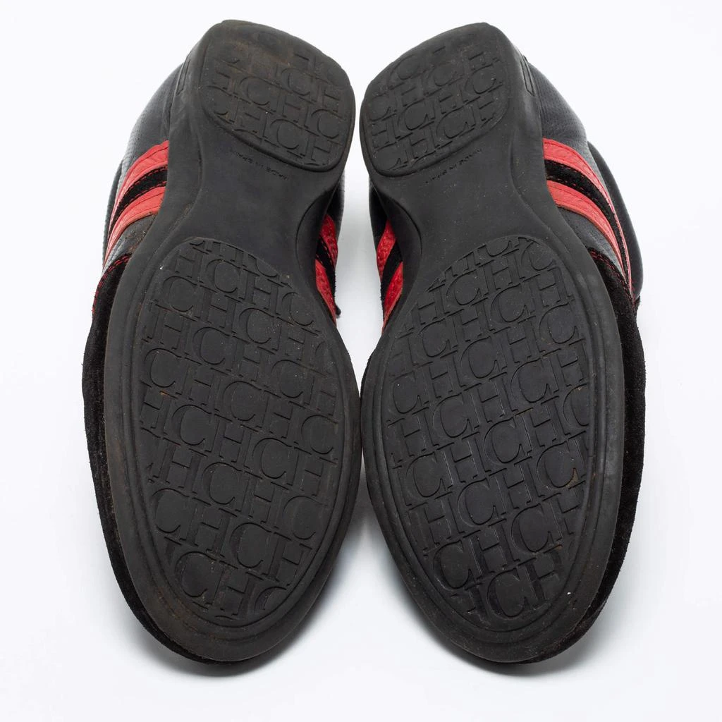 CH Carolina Herrera Black/Red Leather and Suede Low-Top Sneakers Size 43 商品