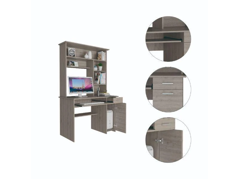 商品FM Furniture|Weston Two Writing Computer Desk, Hutch, Two Drawers, Six Shelves,价格¥1758,第2张图片详细描述