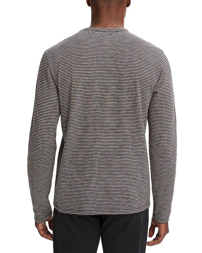 商品Vince|Cotton Textured Stripe Long Sleeve Split Neck Tee,价格¥326,第3张图片详细描述