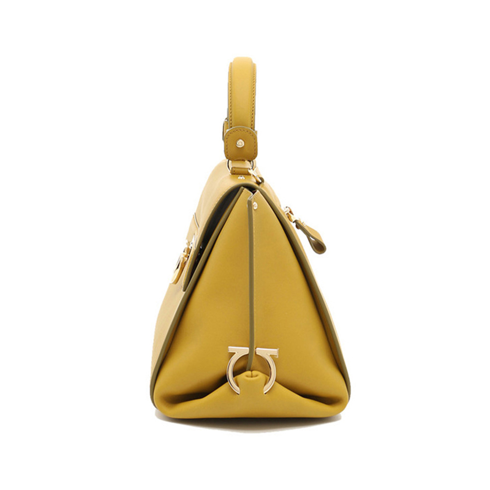 Salvatore Ferragamo 菲拉格慕 女士黄色牛皮手提单肩包 21-F606-0657369商品第3张图片规格展示
