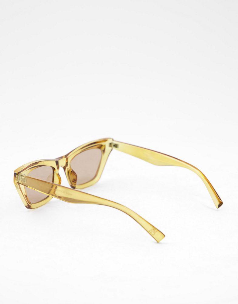 ASOS DESIGN frame crystal brown cat eye sunglasses with tonal lens  - BROWN商品第3张图片规格展示