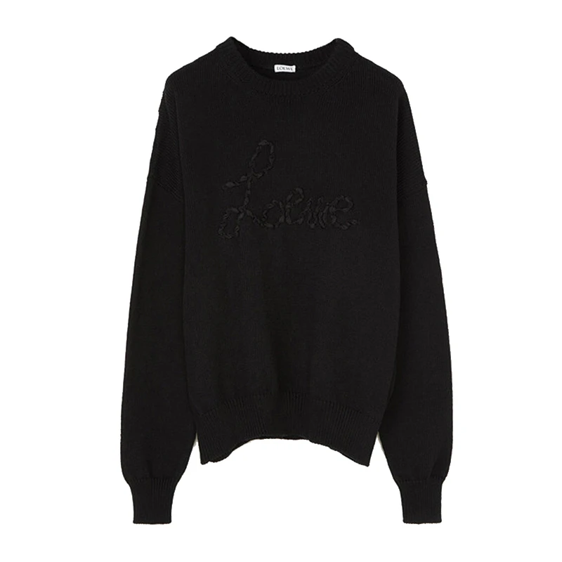 商品Loewe|LOEWE 女士黑色棉针织衫毛衣 S3109920CO-1100,价格¥2361,第1张图片