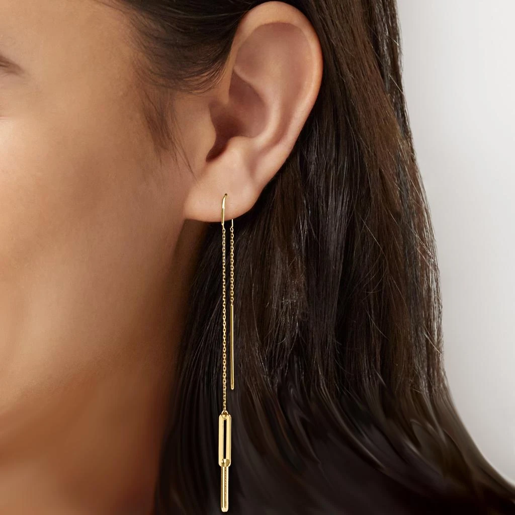 商品Canaria Fine Jewelry|Canaria 10kt Yellow Gold Double Rectangular-Link Threader Drop Earrings,价格¥1028,第2张图片详细描述