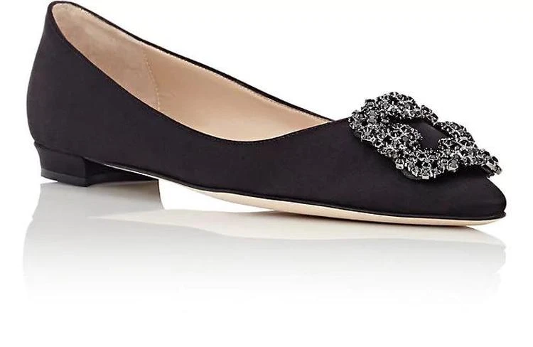 商品Manolo Blahnik|Hangisi Flats花扣平底鞋,价格¥7101,第2张图片详细描述