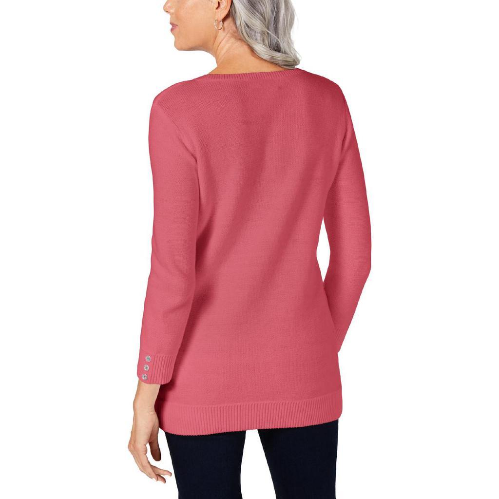 商品Karen Scott|Karen Scott Womens Ribbed Trim Cable Knit Pullover Sweater,价格¥125,第4张图片详细描述