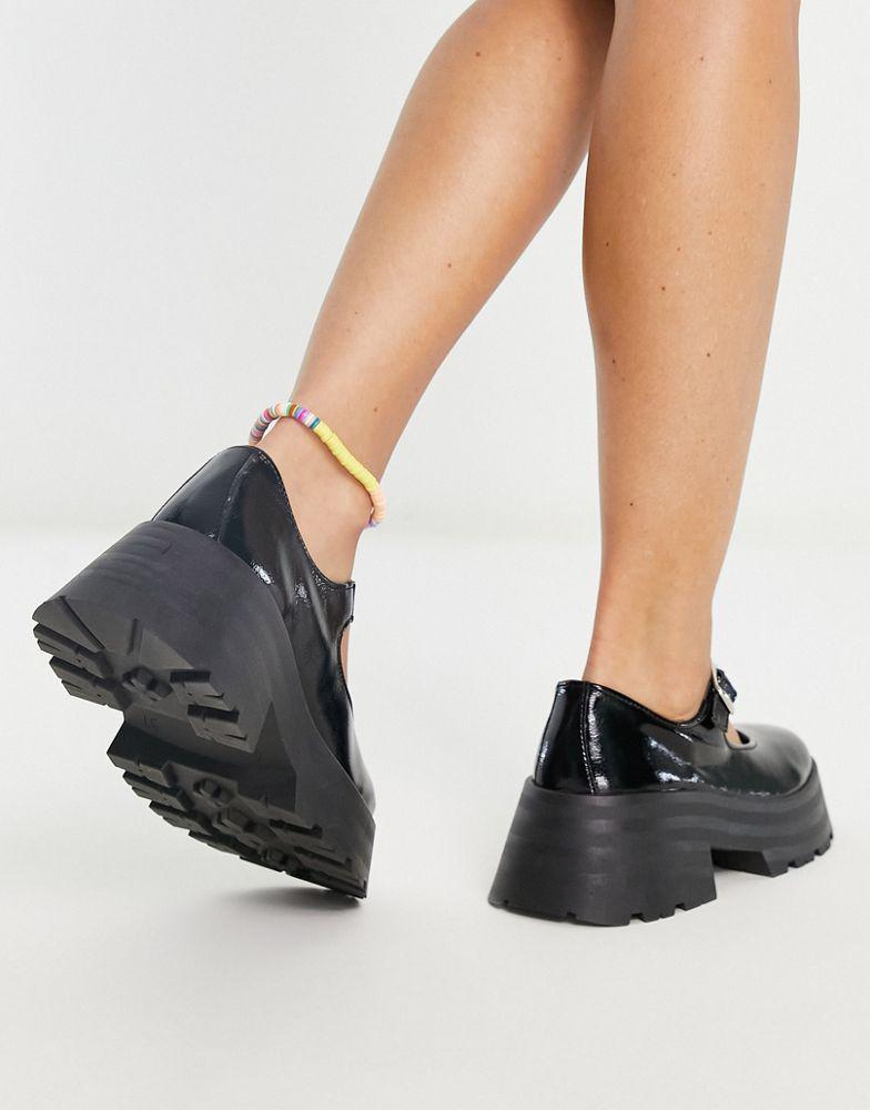 ASOS DESIGN Maxine chunky mary jane flat shoes in black商品第4张图片规格展示