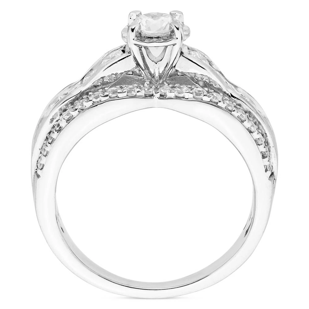 商品Macy's|Diamond Halo Multirow Engagement Ring (1 ct. t.w.) in 14k White Gold,价格¥15328,第3张图片详细描述