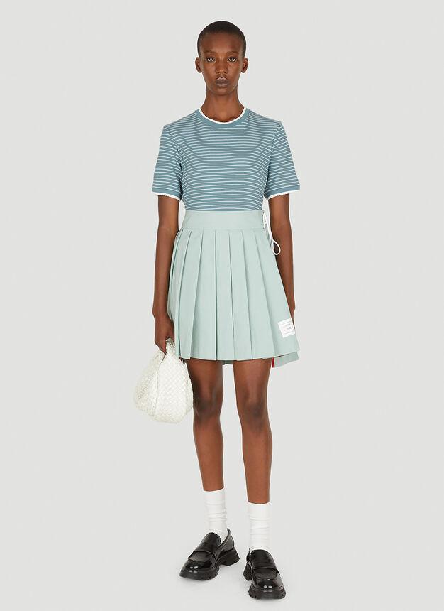 商品Thom Browne|Dropped Hem Pleated Mini Skirt in Green,价格¥8778,第4张图片详细描述