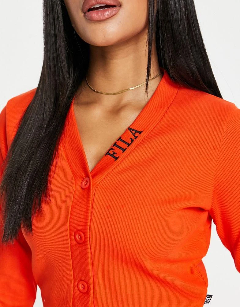 商品Fila|Fila ribbed cardigan with logo in red,价格¥136,第2张图片详细描述