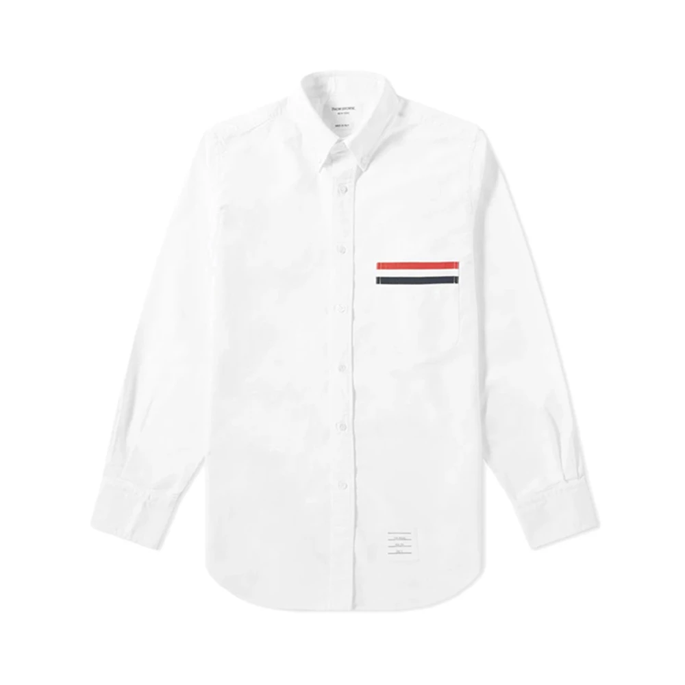 商品Thom Browne|Thom Browne 白色男士四道杠装饰衬衫 MWL288A-00139-100,价格¥2546,第1张图片