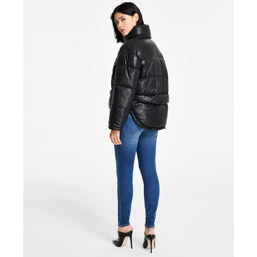 Women's Faux-Leather High-Low Hem Puffer Jacket 商品