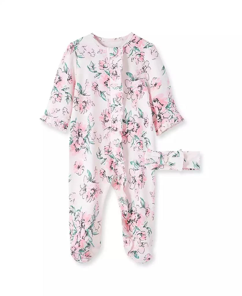 商品Little Me|Baby Girls Dream Floral Footed Coverall and Headband, 2 Piece Set,价格¥98,第1张图片