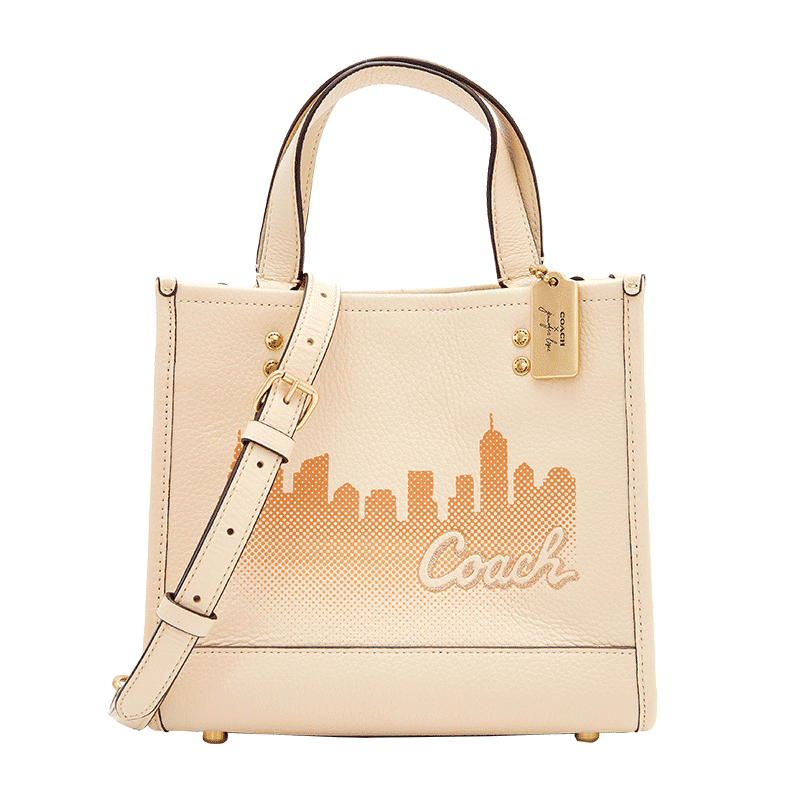 COACH 蔻驰 奢侈品 女士Dempsey系列纽约skyline图案米色皮质托特包斜跨包手拎包C6494 IMM6H商品第1张图片规格展示