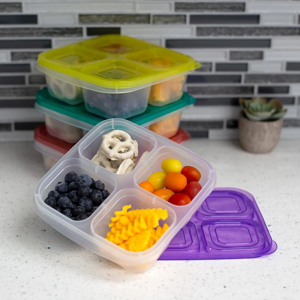 商品Home Basics|Home Basics Four Compartment Plastic Food Storage Container Set, (Set of 8), Multi-Color,价格¥174,第4张图片详细描述
