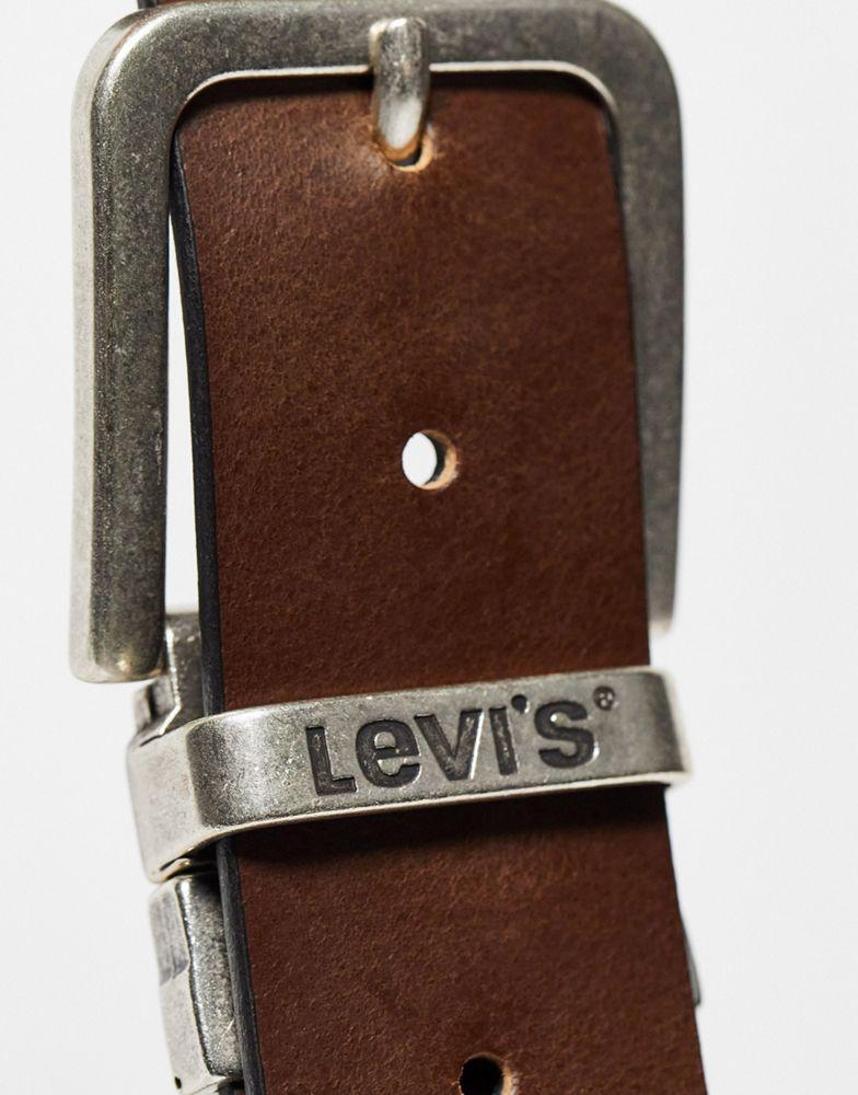 商品Levi's|Levi's reversible leather belt with buckle logo in black/brown,价格¥401,第5张图片详细描述