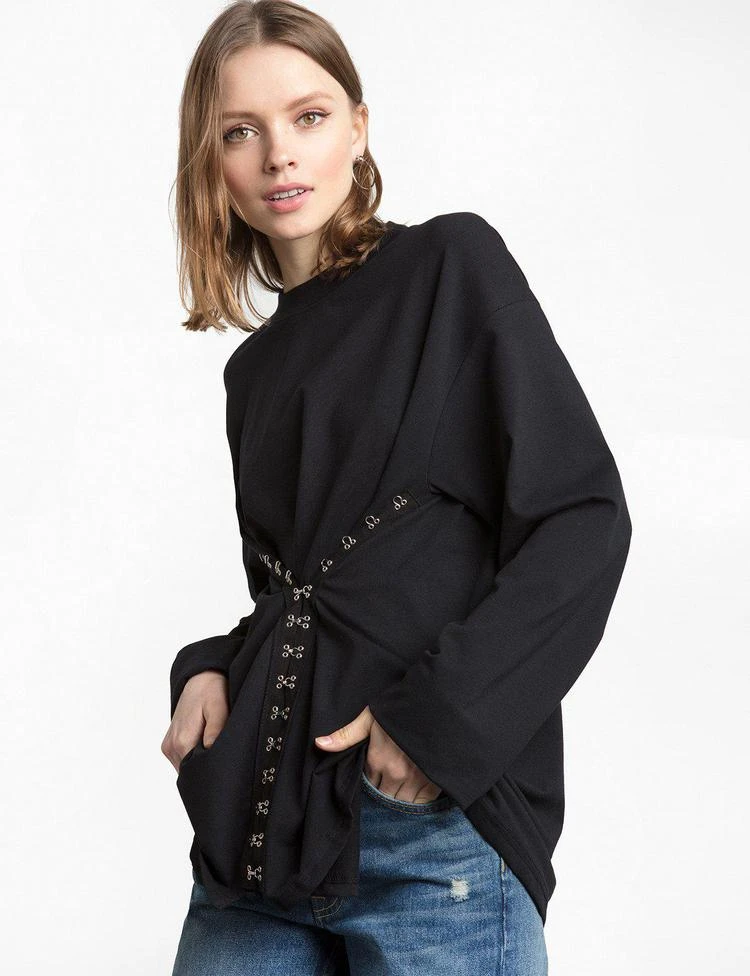 商品Pixie Market|Corset Hook Black Long Sleeve Tee,价格¥303,第4张图片详细描述