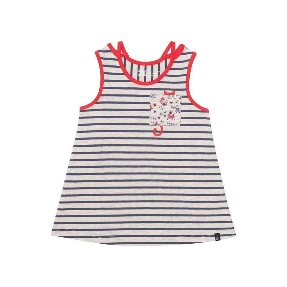 商品Deux par Deux|Girl Organic Cotton Stripe Sleeveless Tunic Oatmeal Mix & Navy Blue - Child,价格¥146,第1张图片
