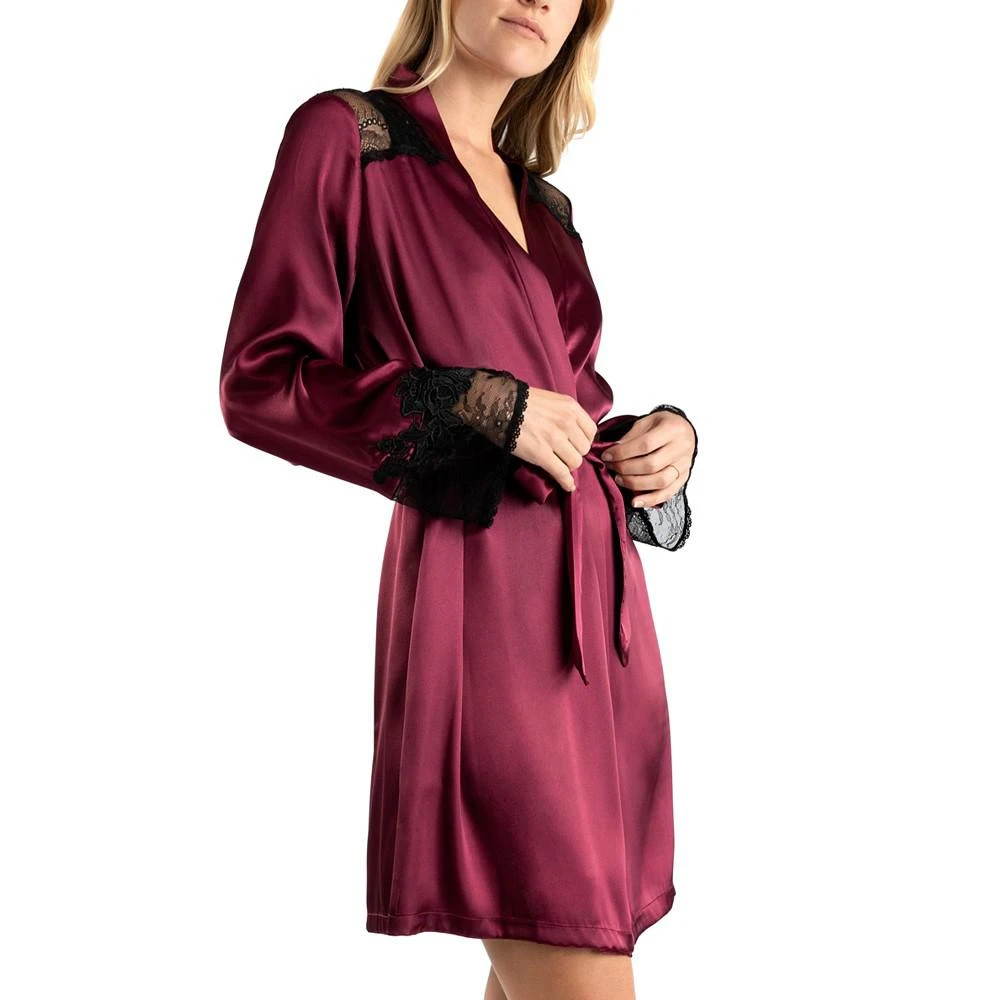 商品Linea Donatella|Women's Enchante Satin Lace-Trim Robe,价格¥190,第3张图片详细描述