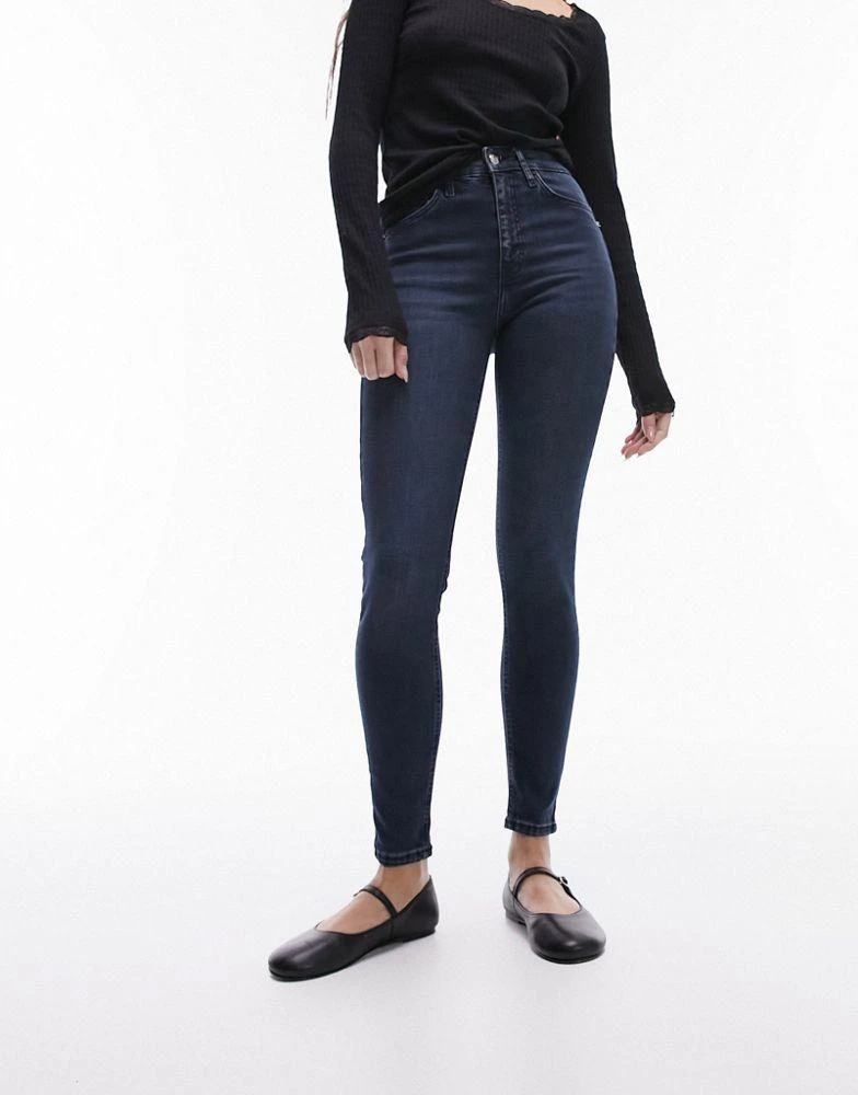 商品Topshop|Topshop high rise Jamie jeans in blue black,价格¥410,第1张图片