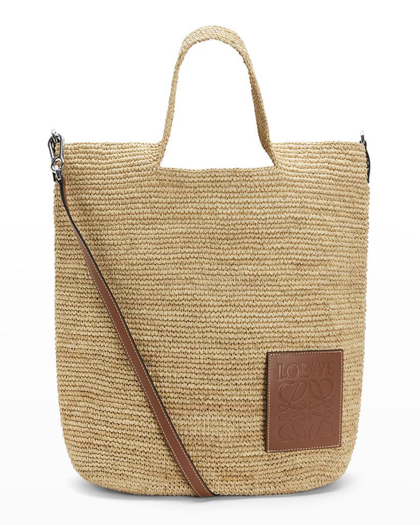 商品Loewe|x Paula's Ibiza Slit Raffia and Calf Shoulder Bag,价格¥6215,第1张图片