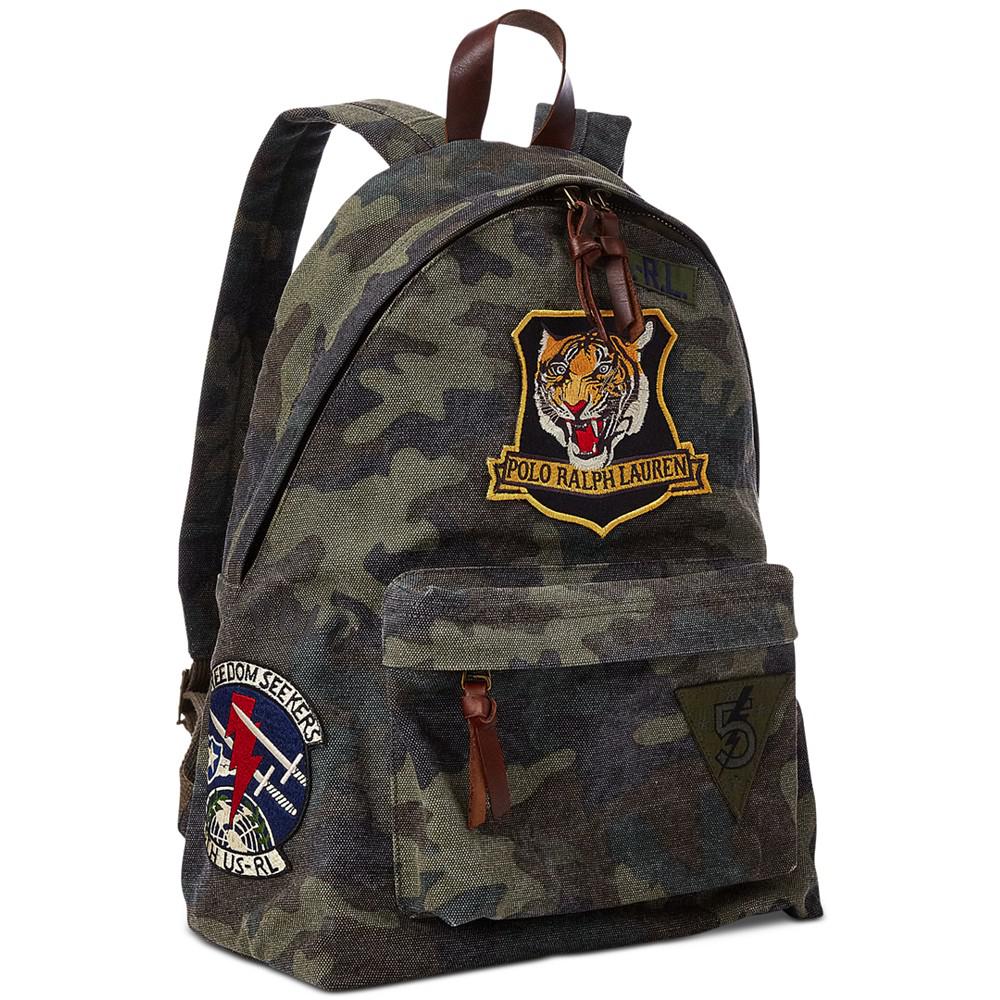 Men's Tiger-Patch Camo Canvas Backpack商品第1张图片规格展示