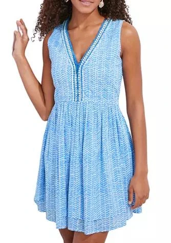 商品Vineyard Vines|Vines Womens Chevron Fringe Pintuck Dress,价格¥532,第1张图片