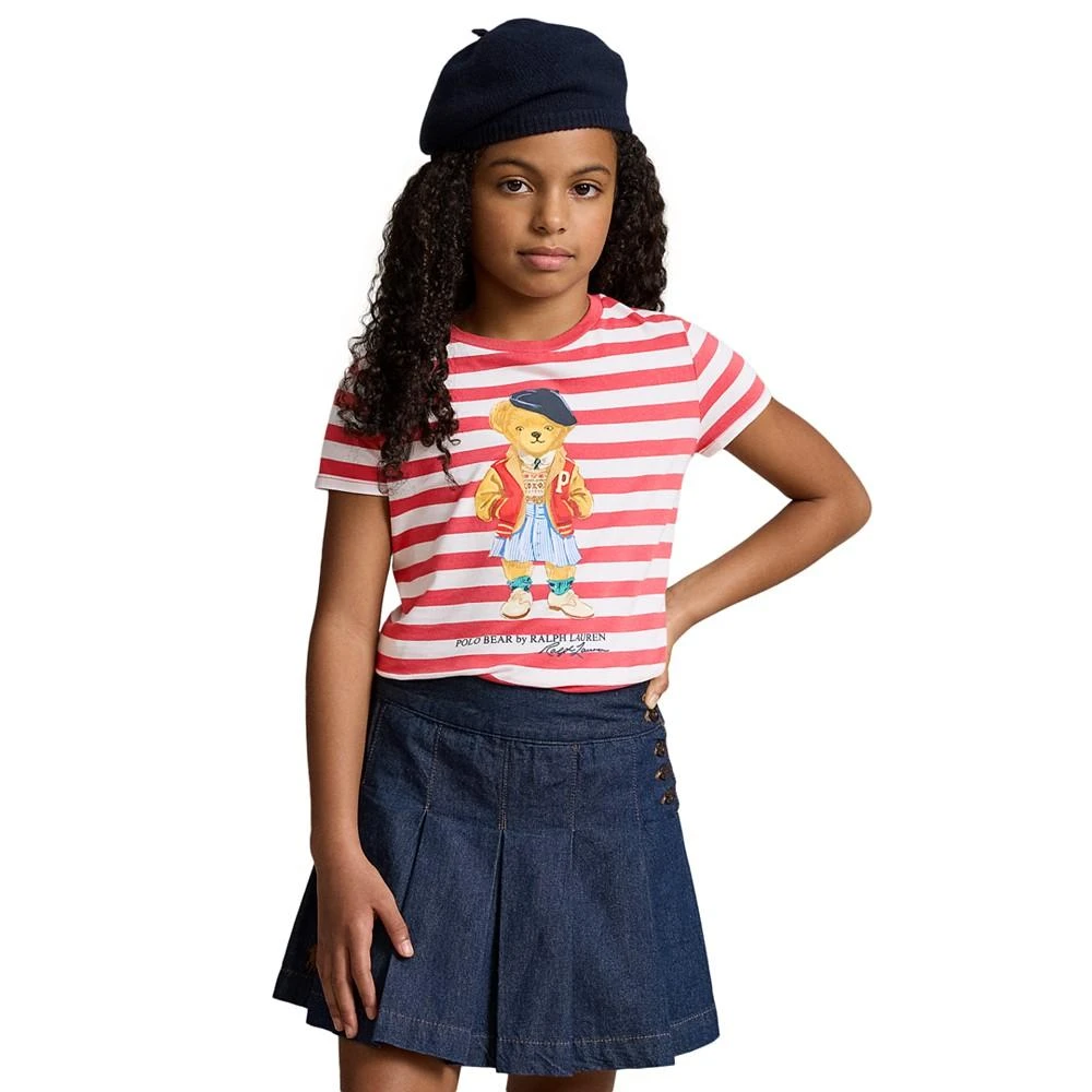 商品Ralph Lauren|Big Girls Striped Polo Bear Cotton Jersey T-shirt,价格¥226,第1张图片