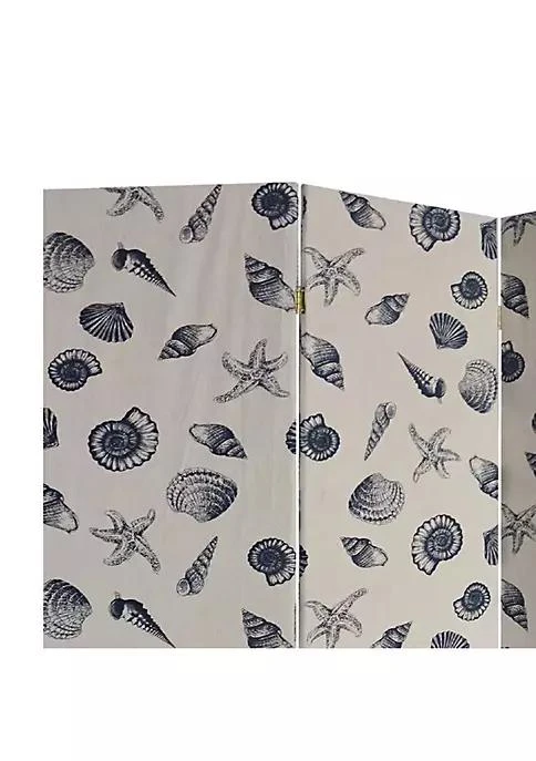 商品Duna Range|Range 71 Inch 3 Panel Fabric Room Divider With Seashell Print Blue,价格¥1892,第2张图片详细描述