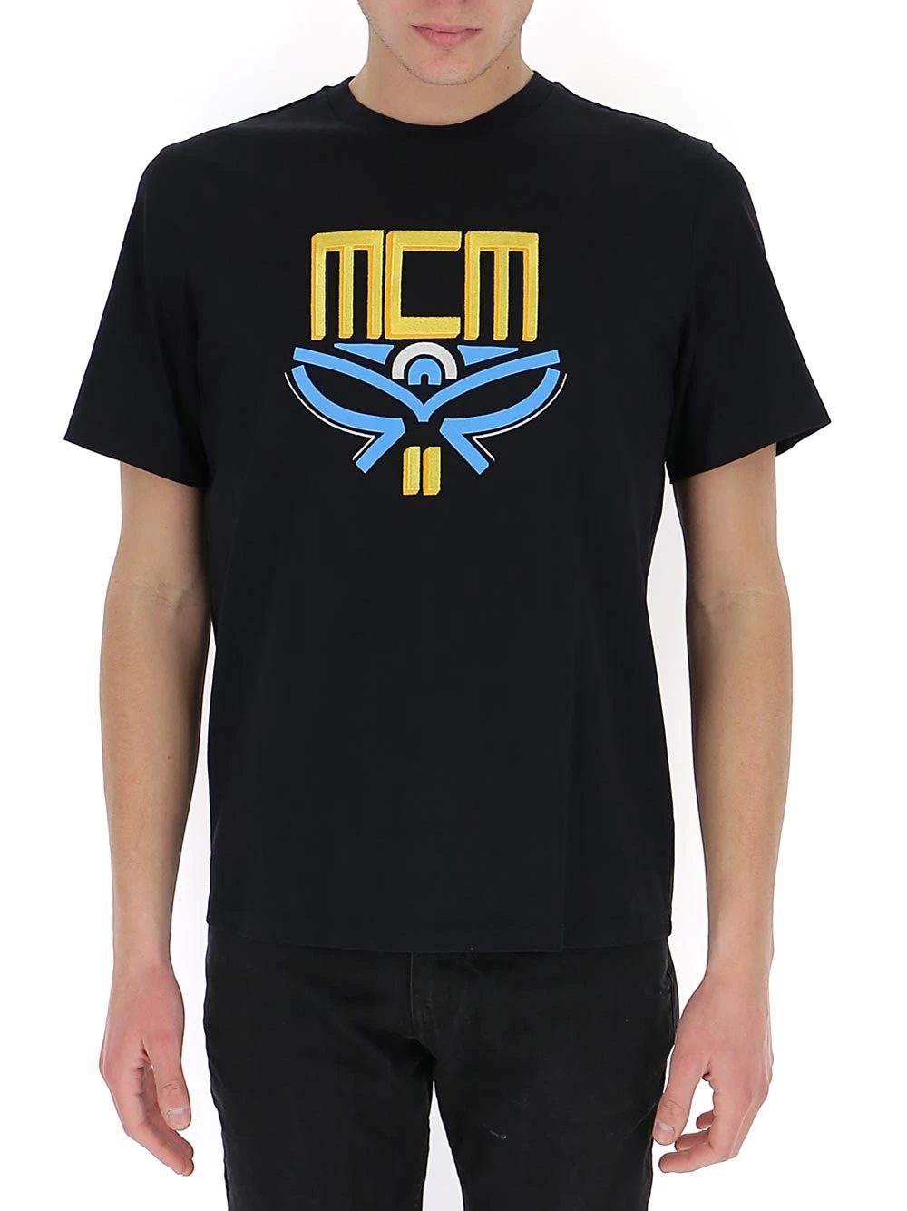 商品MCM| MCM 纯色图案棉质圆领短袖T恤 男款 黑色 MHTBSMM06BK-BLACK,价格¥1674,第1张图片