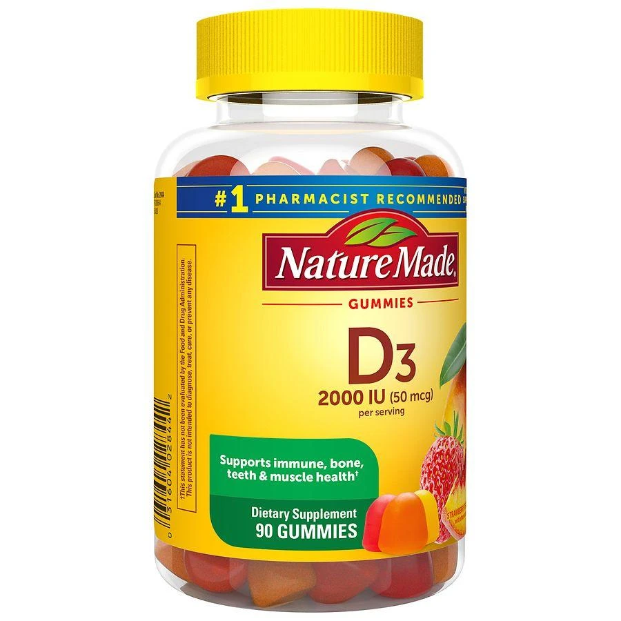 商品Nature Made|Vitamin D3 2000 IU (50 mcg) Per Serving Gummies Strawberry, Peach & Mango,价格¥134,第5张图片详细描述