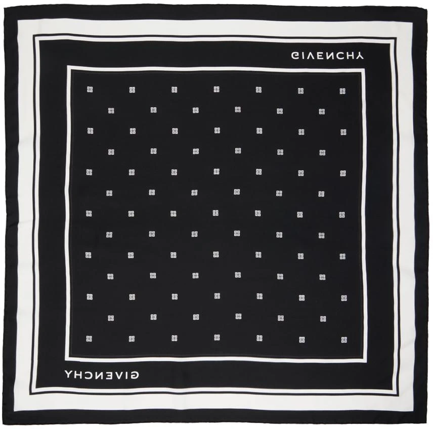 商品Givenchy|Black & White Plumetis Print Square Scarf,价格¥3355,第2张图片详细描述