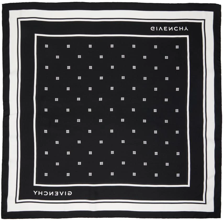 商品Givenchy|Black & White Plumetis Print Square Scarf,价格¥2448,第2张图片详细描述