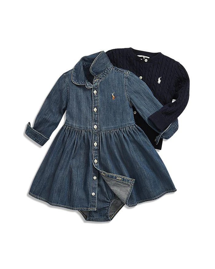 商品Ralph Lauren|Girls' Long Sleeve Denim Dress & Bloomers Set - Baby,价格¥453,第2张图片详细描述