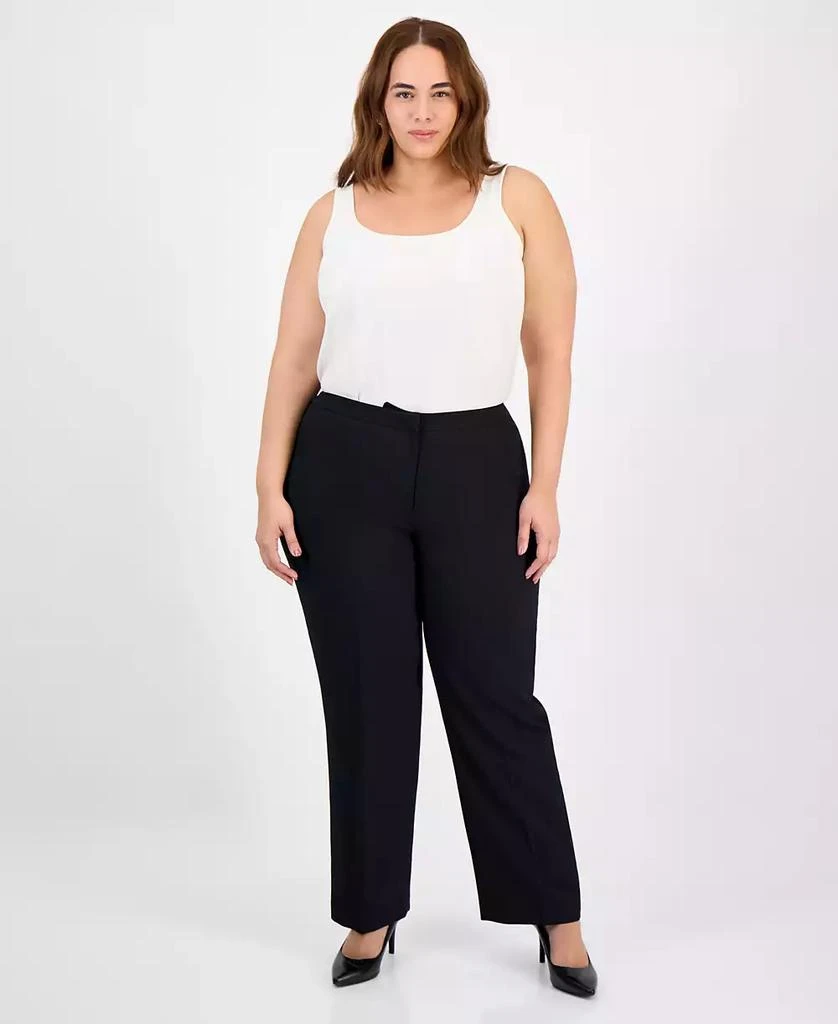 Plus Size Piping-Trim Peak-Lapel Pantsuit Set 商品
