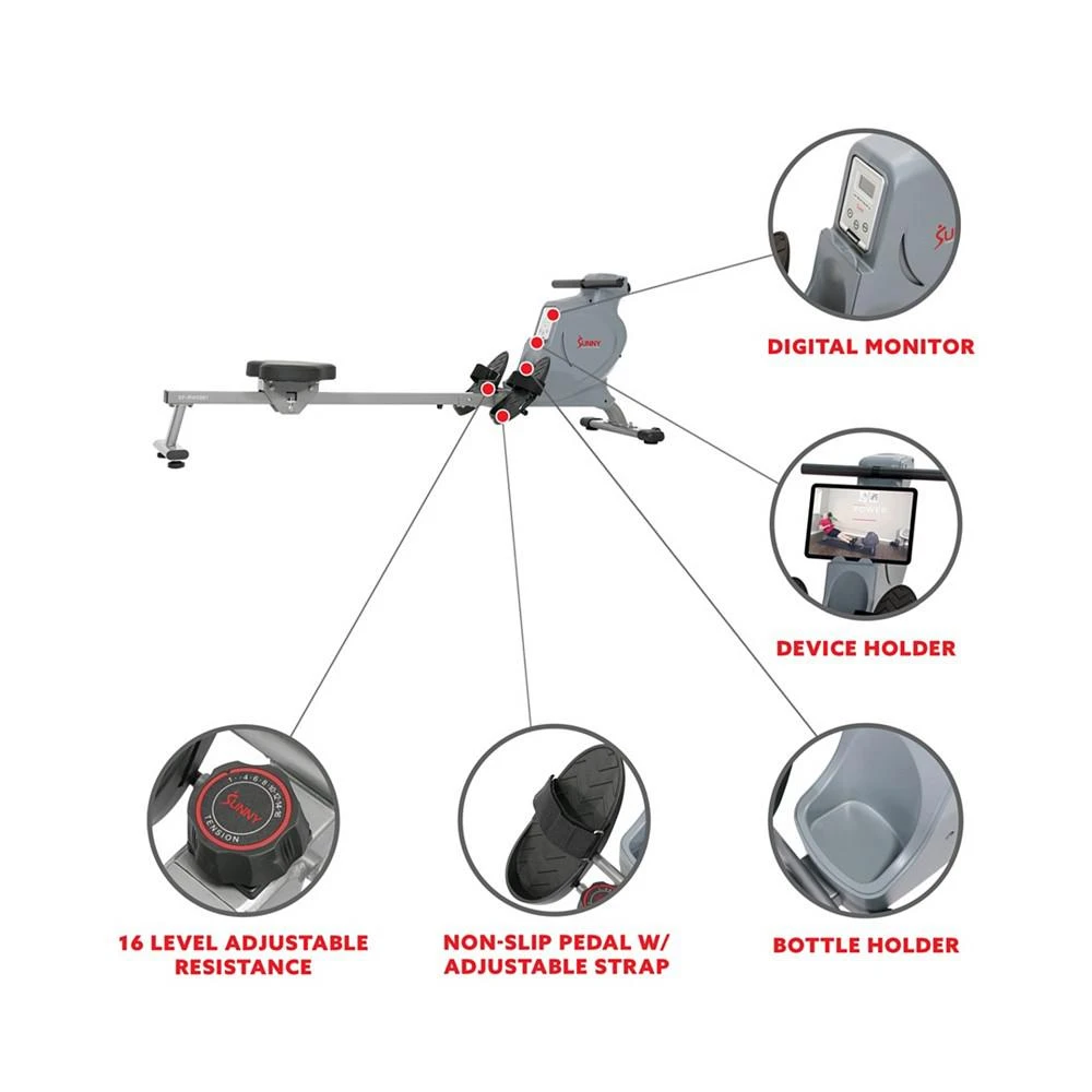 商品Sunny Health & Fitness|Space Efficient Convenient Magnetic Rowing Machine, Sf-Rw5987,价格¥3862,第3张图片详细描述