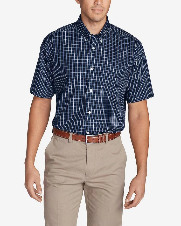 商品Eddie Bauer|Men's Wrinkle-Free Relaxed Fit Short-Sleeve Pinpoint Oxford Shirt - Blues,价格¥242-¥335,第5张图片详细描述