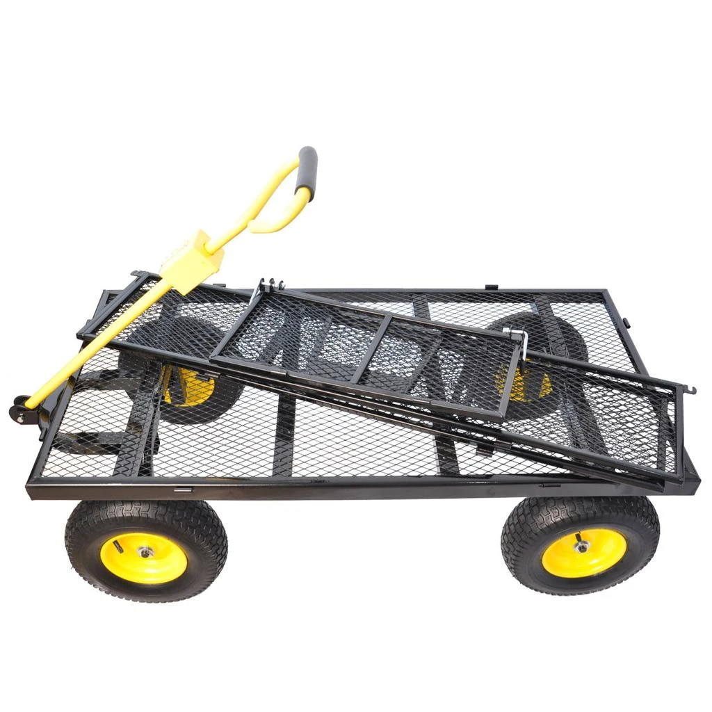 商品Simplie Fun|TC1861BK-YL Wagon Cart Garden cart trucks make it easier to transport firewood Yellow+Black,价格¥2463,第2张图片详细描述