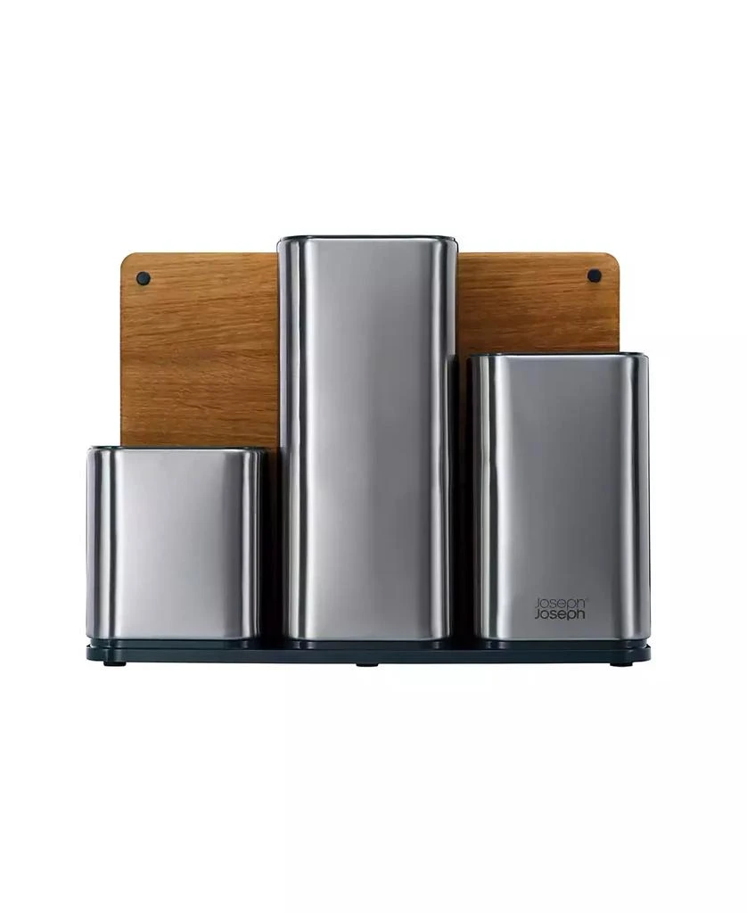 商品Joseph Joseph|CounterStore Stainless Steel Organizer with Oak Chopping Board,价格¥477,第1张图片