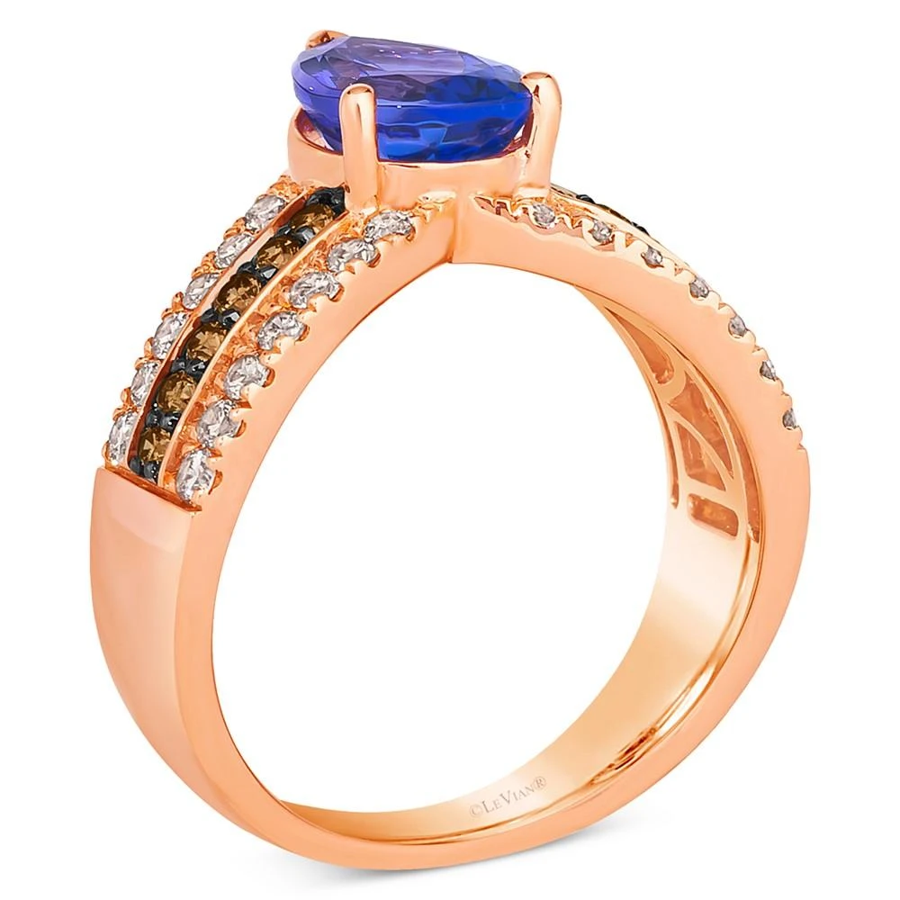 商品Le Vian|Blueberry Tanzanite (1-1/2 ct. t.w.) & Diamond (3/4 ct. t.w.) V Ring in 14k Rose Gold,价格¥36613,第4张图片详细描述