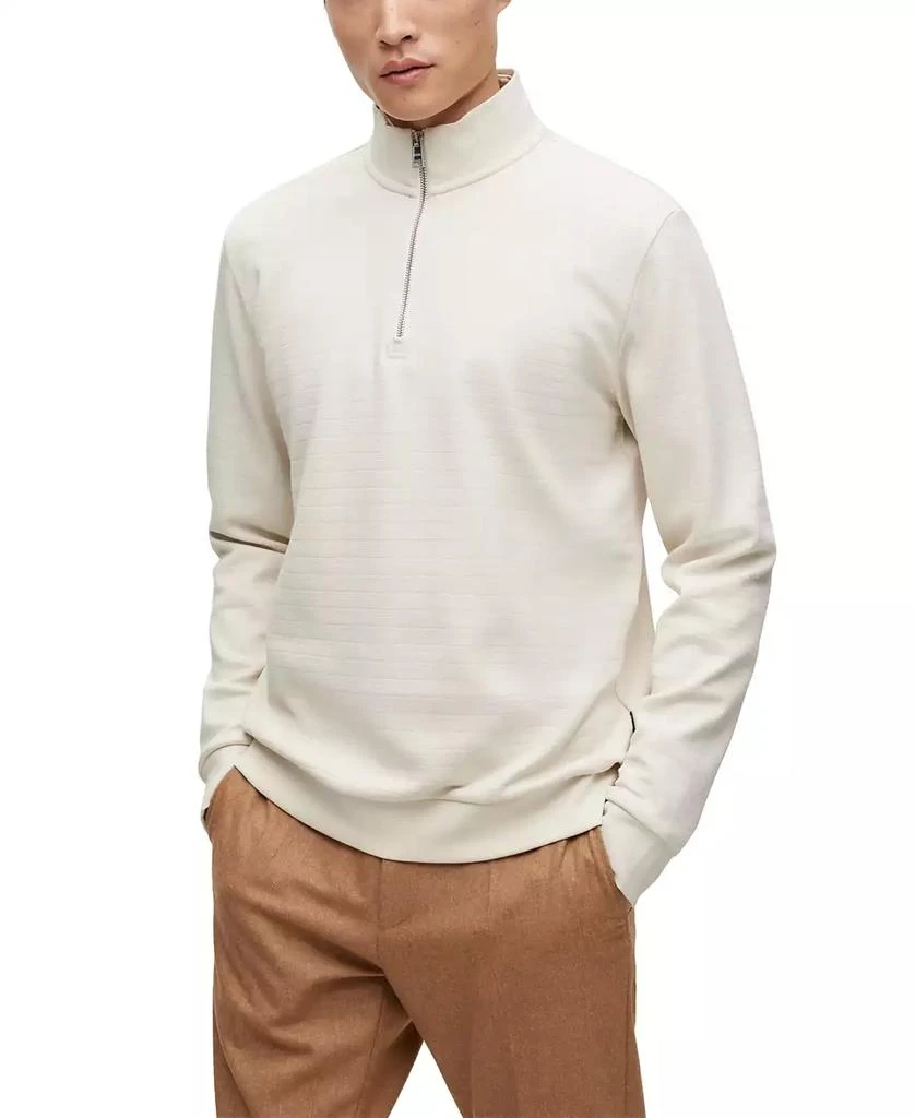 商品Hugo Boss|Men's Jacquard Zip-Neck Sweatshirt,价格¥1055,第1张图片