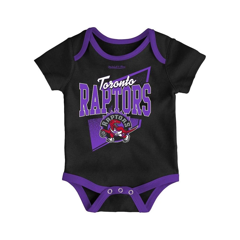 商品Mitchell & Ness|Infant Boys and Girls Black, Purple Toronto Raptors Hardwood Classics Bodysuits and Cuffed Knit Hat Set,价格¥301,第2张图片详细描述