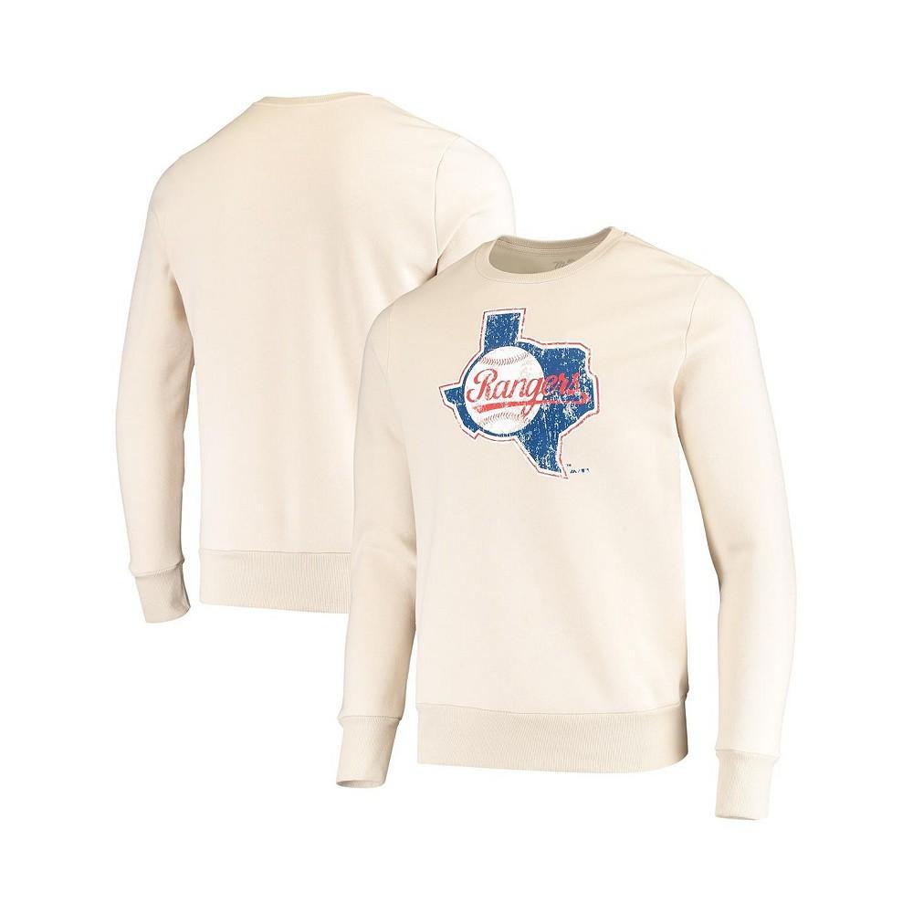 商品Majestic|Men's Threads Oatmeal Texas Rangers Fleece Pullover Sweatshirt,价格¥353,第1张图片