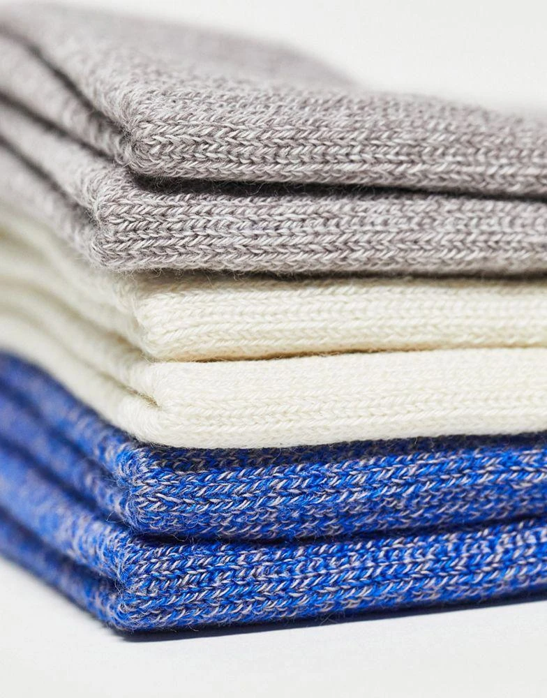 商品ASOS|ASOS DESIGN 3 pack sports sock in blue, grey and cream with twisted yarn,价格¥67,第3张图片详细描述