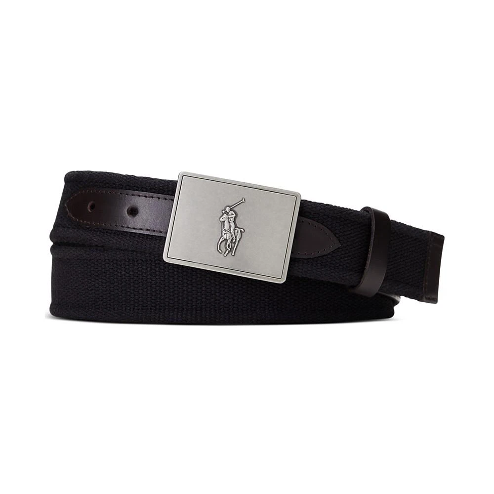 商品Ralph Lauren|Men's Pony Plaque Canvas & Leather Belt,价格¥280,第1张图片